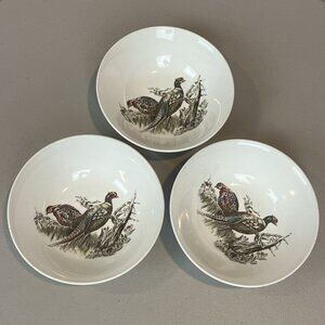 3 Game Birds Pheasant Bowls by Johnson Brothers England Vintage